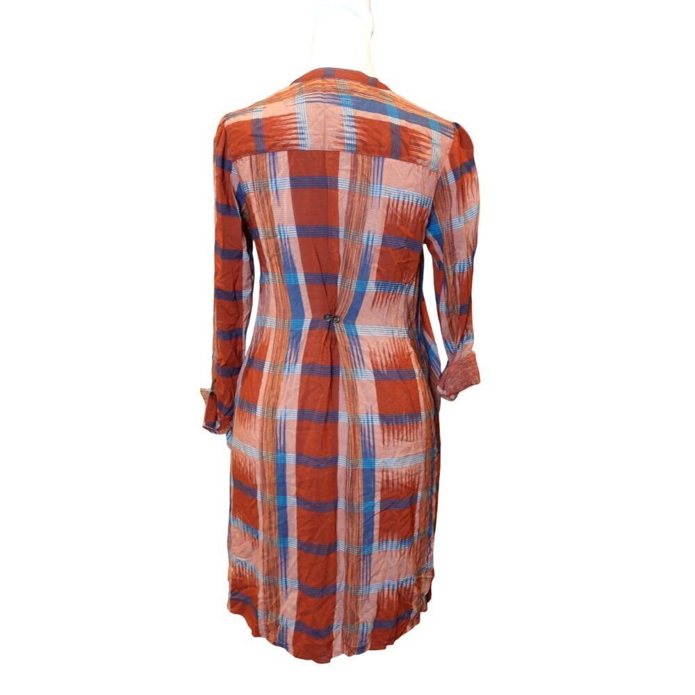 TYLHO Anthropologie Rayon sao paulo red plaid tunic shirt dress Women's size XS - Picture 4 of 9